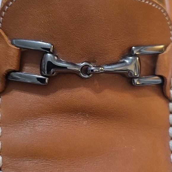 Foot Joy Men's Brown Faux? Leather Loafers Bridle Bit Accent Sz 9 GUC - Picture 5 of 14